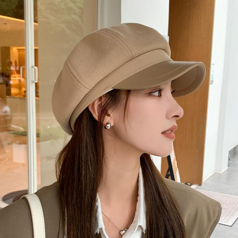 

Новый берет Универсальная маленькая шляпка, подчеркивающая лицо, для женщин Корейская повседневная шляпа художника Ретро британский стиль Восьмиугольная шляпа average size