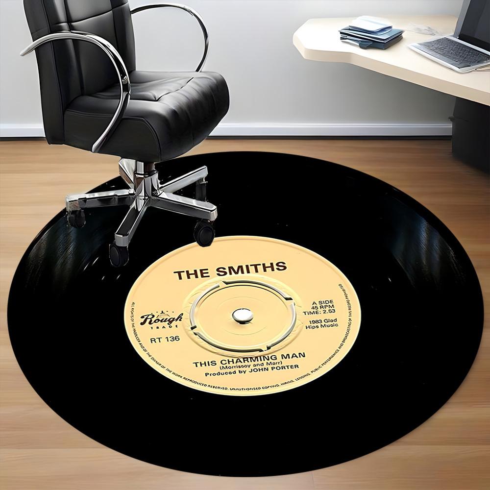 1pc The Smiths Vinyl Office Round Area Rug, Mat Suitable For Office, Under Office Chairs Bedroom Living Room Home Decor, Room Deco