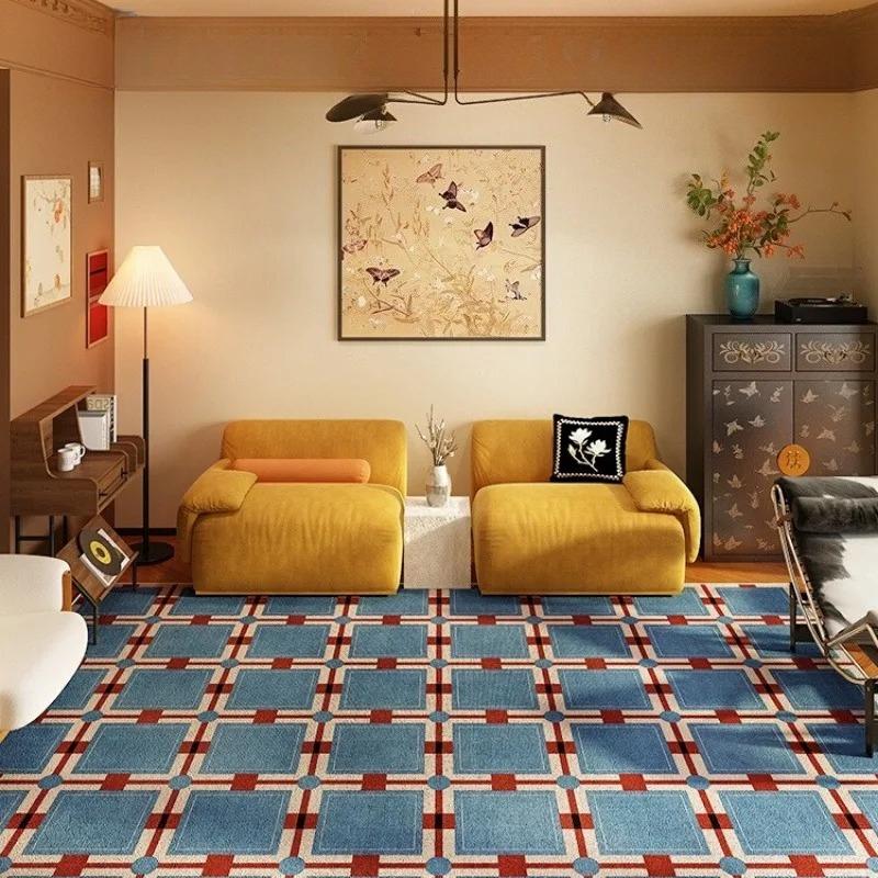 Modern Plaid Carpet Living Room Fashion Design Fluffy Plush Bedroom Bedside Floor Mats Home Decoration Sofa Area Non-slip Rug