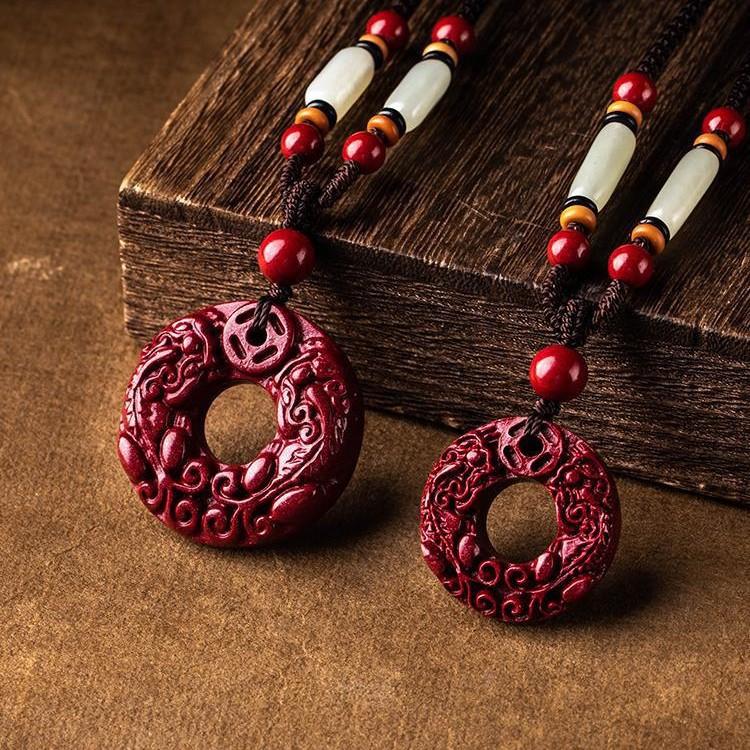 Original Cinnabar Stone Pixiu Peace Pendant Men's Necklace, Women's Sweater, Zodiac Pendant