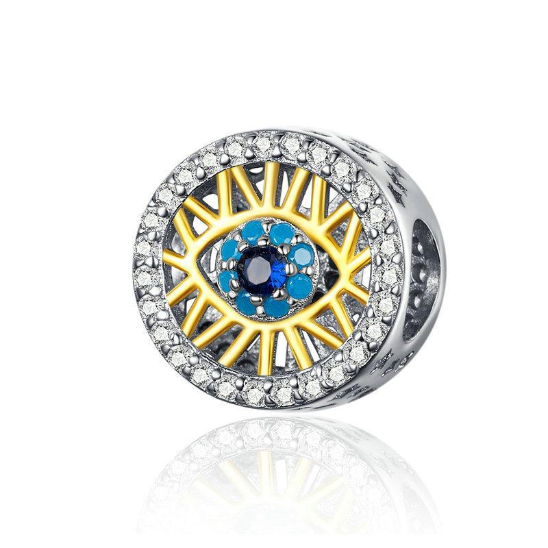 New S925 Sterling Silver Blue Eye & Greece Christ Cross Buddha Charms Bead Fit Original  Bracelets Charm DIY Women Jewelry