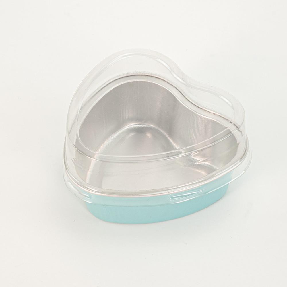 

50 Pack With Lids Heart Shaped Cake Pans Aluminum Material Small Size Aluminum Foil Pans Disposable Cupcake Pans Wedding Party озеро синього кольору