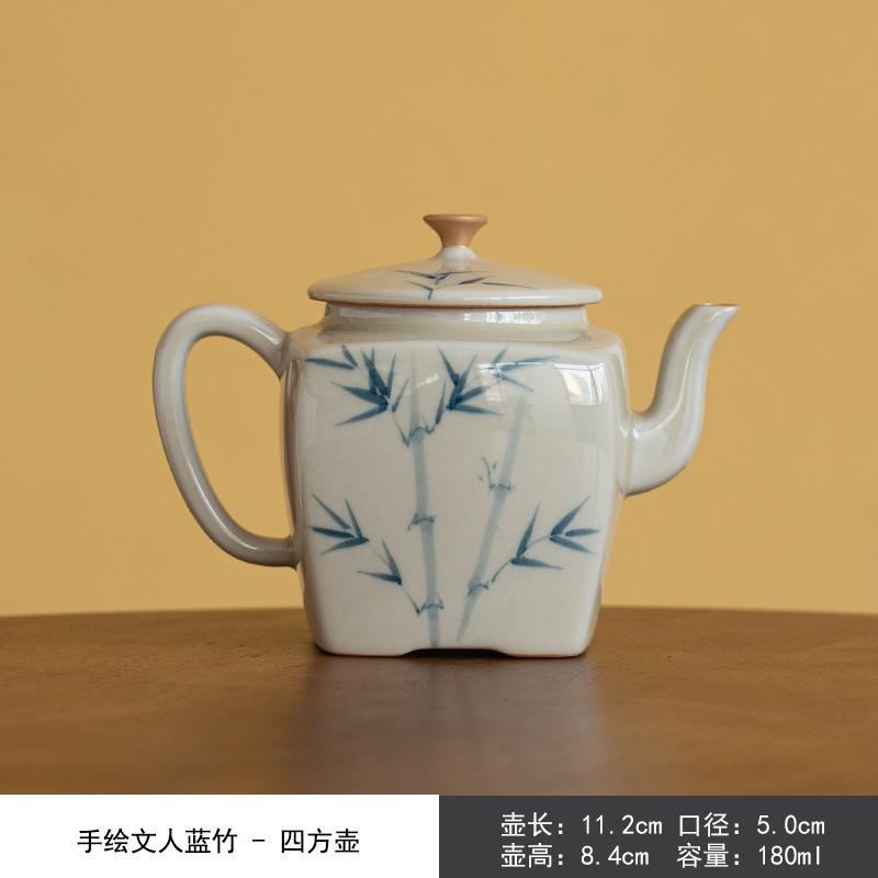 

180 мл китайский ледяной стол с глазурью, керамический чайник, ручная роспись, бамбуковый одинарный горшок с шариковым фильтром, для приготовления чая, эскиз, квадратный чайник, подарок 11.2X8.4CM 180ML