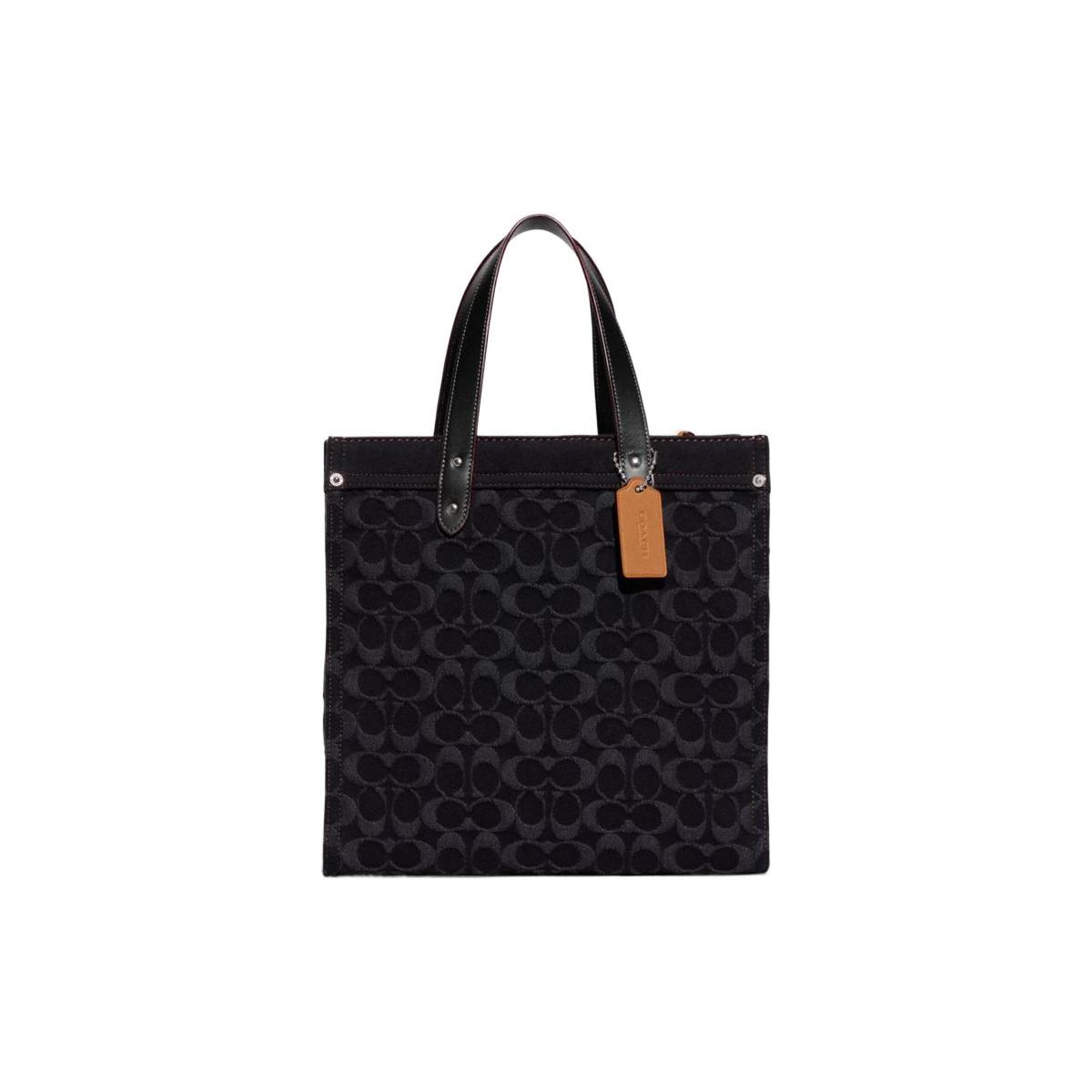 

Новая сумка-тоут COACH Field из ткани с коровьей кожей, сумка для покупок, сумка через плечо, сумка кроссбоди, большая женская черная сумочка CG092-LHDRJ 30.0*15.5*30.0CM