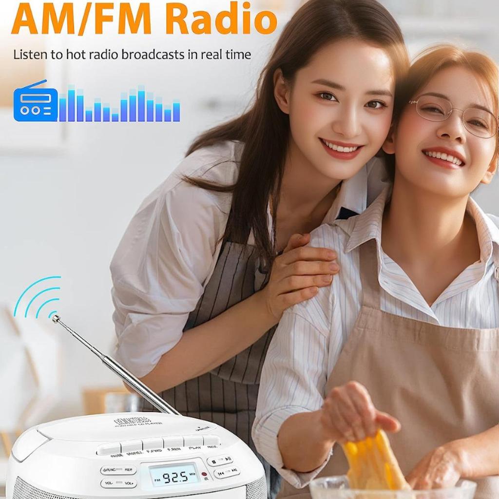 Portable Bluetooth Cassette Radio & CD Player with USB, Recording, and A-B Repeat Functionality