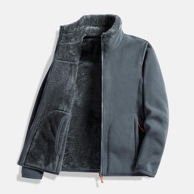 Cardigan Fleece Jacket for Women Winter Raincoat with Thick Coral Fleece Lining and Polar Fleece Jacket for Men Can Be Worn on Both Sides