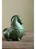 Yixing Zisha Green Horse Tea Pet Ornament for Wealth and Success