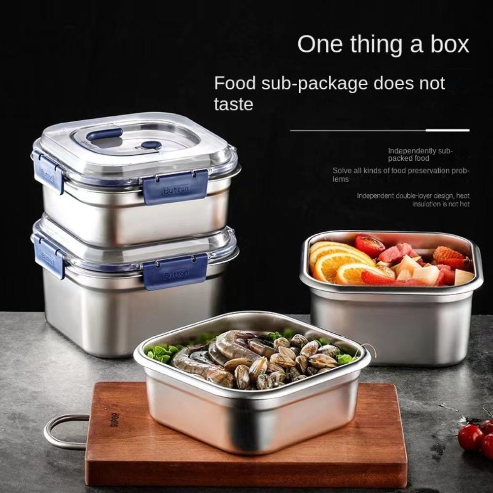Stainless Steel Salad Fruit Food Container Sealed Anti-drip Large Capacity Lunch Box Camping Picnic Box for Fruit Salad Food