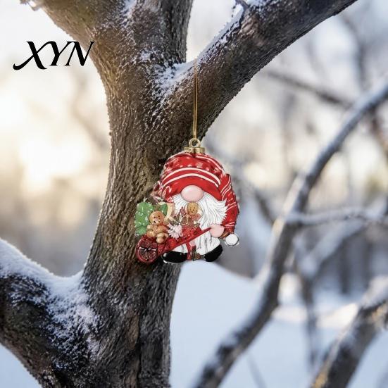 Xmas Party Hanging Signs 24/48Pcs Christmas Wooden Ornaments, Gnome Elk Gingerbread Ball Holiday Decorations Tags, Tree for Home Yard Decor