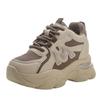 Foreign Trade Internal Height-increasing Women's Shoes 2025 New Thick-soled Dad Shoes Heightened Leather Surface Soft Sole Waterproof and Non-slip
