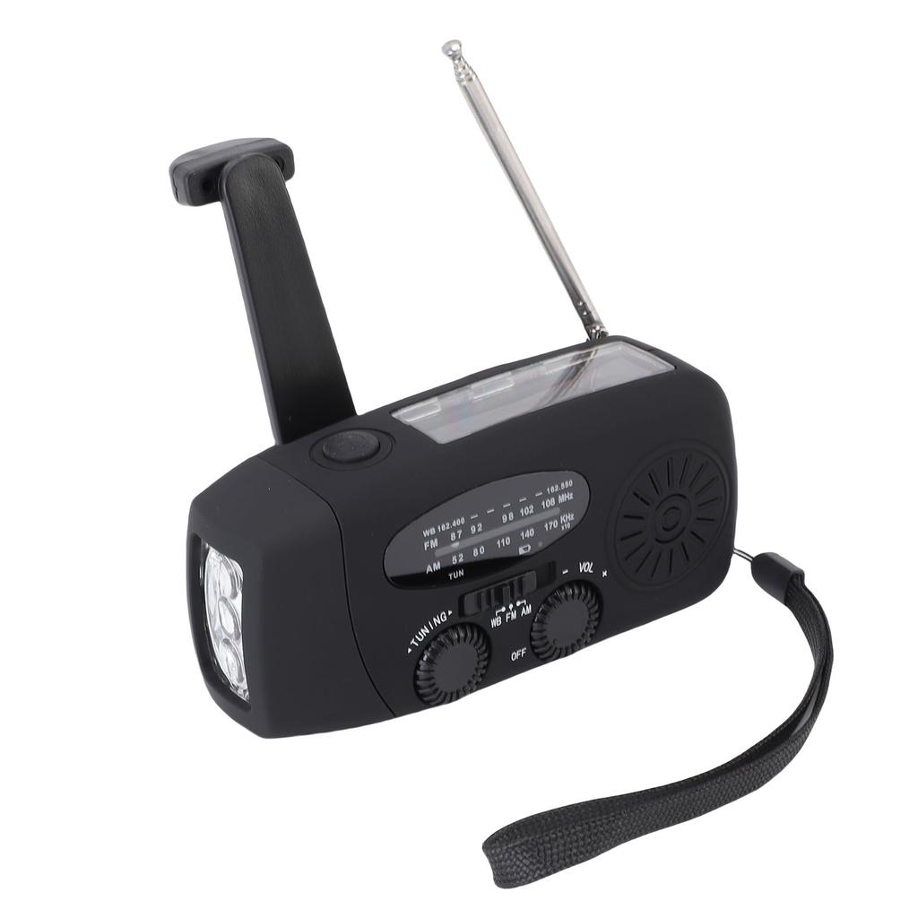 Solar Emergency Radio Hand Crank Portable NOAA Weather Radio with AM FM LED Lights SOS Alarm Cell Phone Charger for Indoor Outdoor Black