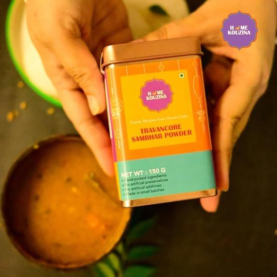 Home Kouzina Travancore Sambhar Powder - 150G | Authentic South Indian Spice Blend for Traditional Sambhar | Homemade Style| Made In Small Batches