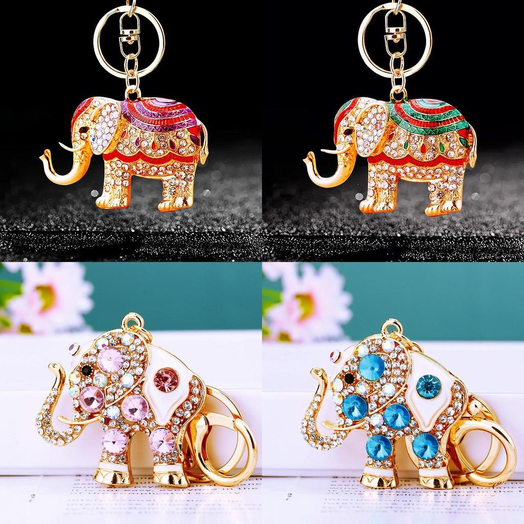 Adorable Elephant Metal Keychain With Sparkling Rhinestones Perfect For Gifts And Accessories