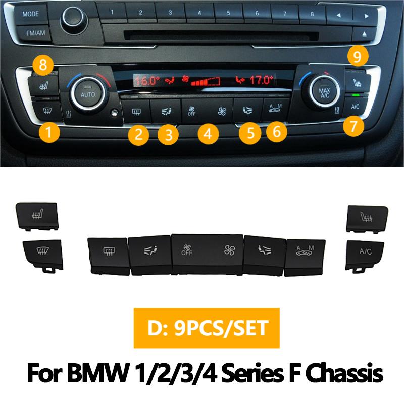 Car Dashboard CAir Conditioner AC Control Button CD Player Key Cap Repair Kit For BMW 1 2 3 4 F Series F20 F21 F22 F23 F30 F32