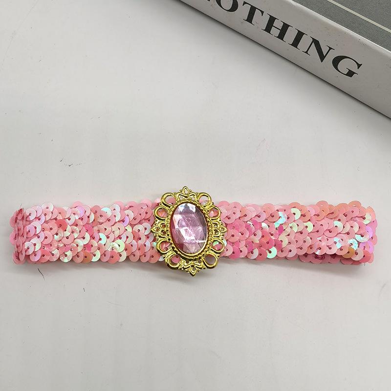 

European and American sequined and diamond-embellished hair accessories for parties, dances, and performances, Indian ethnic style headbands рожевий