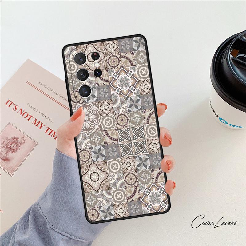 Moroccan Tile Rubber phone case For Samsung Galaxy S24 S25 S23 S22 Ultra Note 10 20 Plus S20 S21 FE Cover