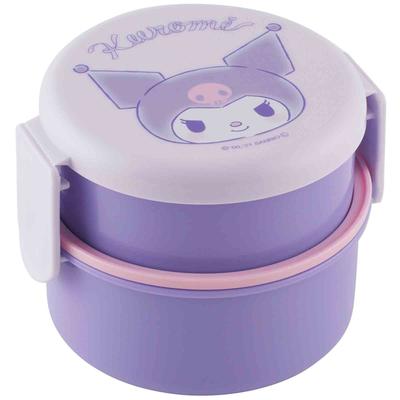 Bento 500ml Includes Fork and Round Lunch Kuromi Box, 2-Tier, Round, Antibacterial, Compact, Capacity, Cutlery, ONWR1AG, 2-Tier Box, 551505,