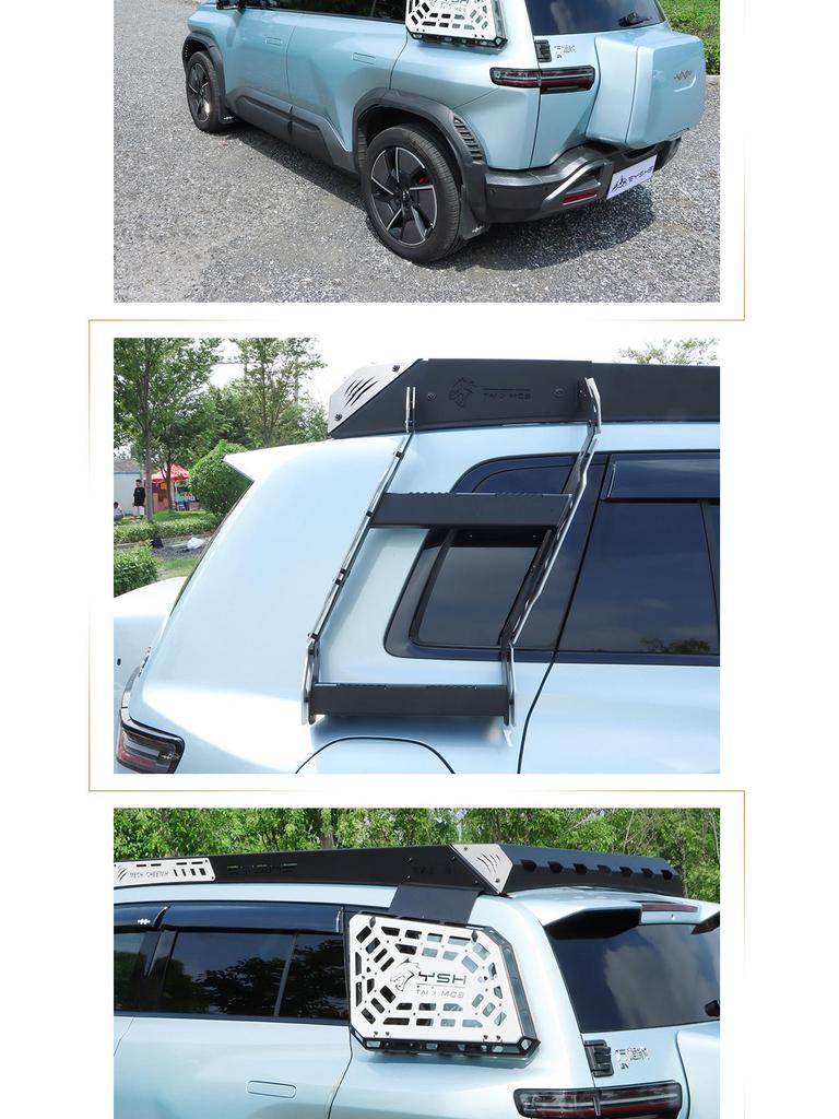 Equation Leopard Titanium 3 Black Panther Car Roof Rack with Side Ladder and Armor.