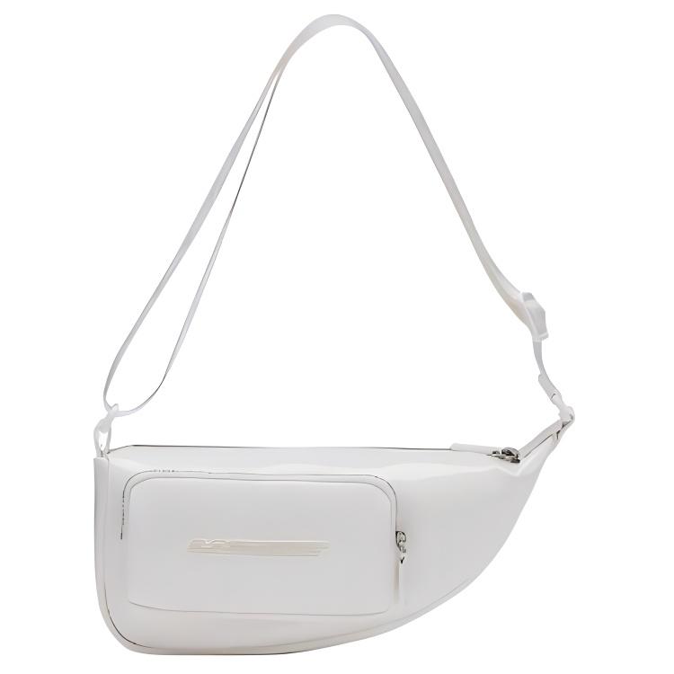 Lacoste Logo Adjustable Shoulder Strap PU Saddle Bag Unisex Shoulder Bag Cream-White NU4302ID-151029 Cream White