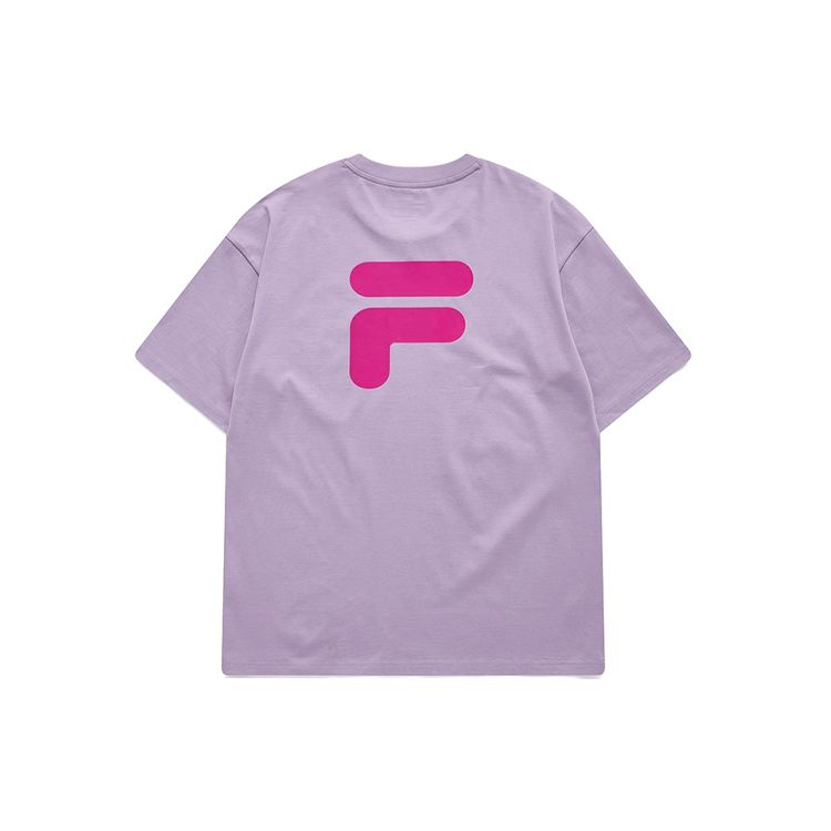 FILA Fusion Casual Sports Round Neck Printed Short Sleeve T-Shirt Unisex Tops Fantasy-Purple T11U126110FVT