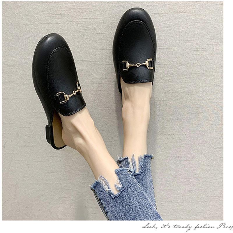 Women's Single Shoes Summer Slippers Women Outerwear Casual Fashion Sandals Lazy Shoes Baotou Half Slippers Women