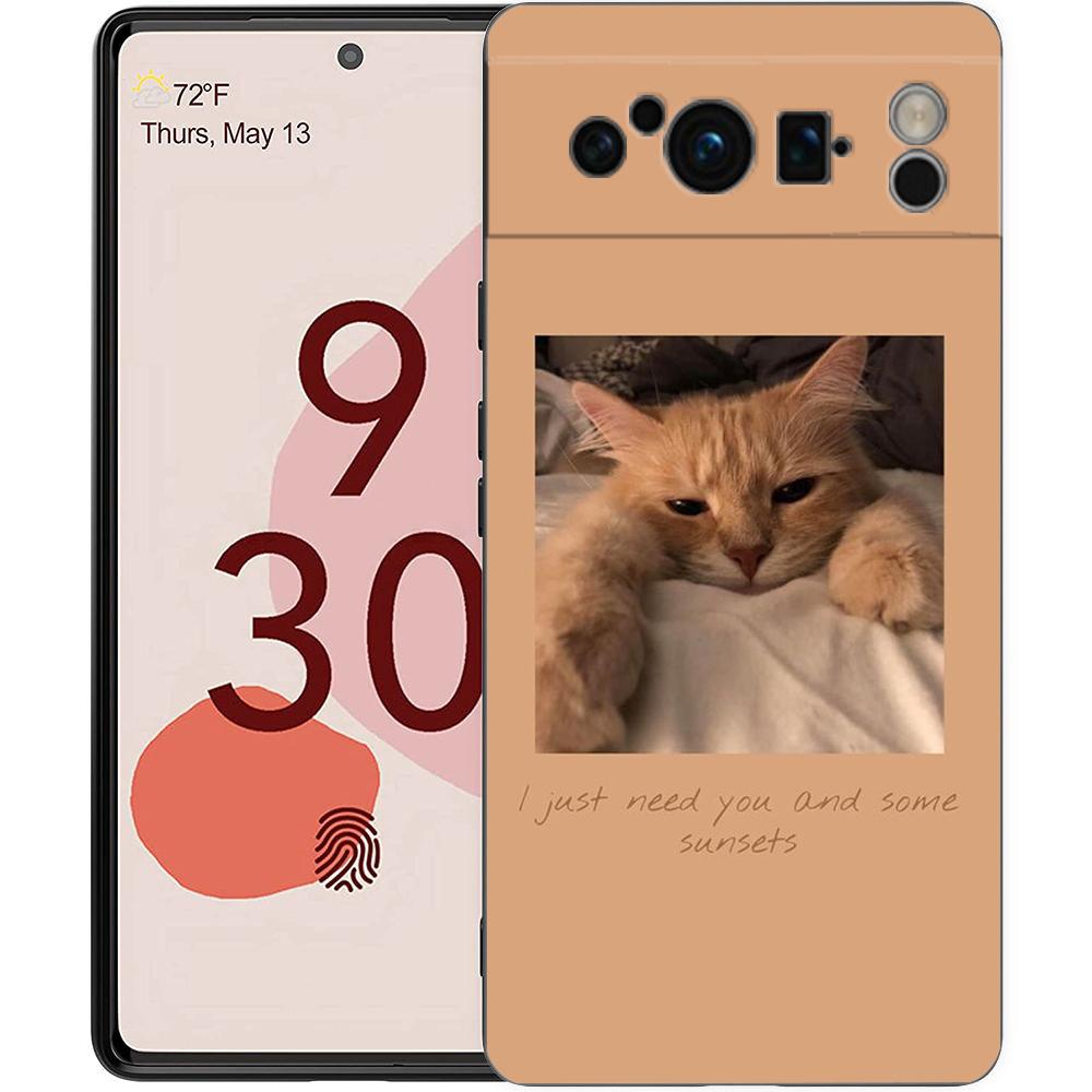 

Чехол для телефона с милым котом для Google Pixel 8 7 6 Pro 6A 7A 5G, мягкий силиконовый противоударный черный чехол из ТПУ, чехлы Pixel 6