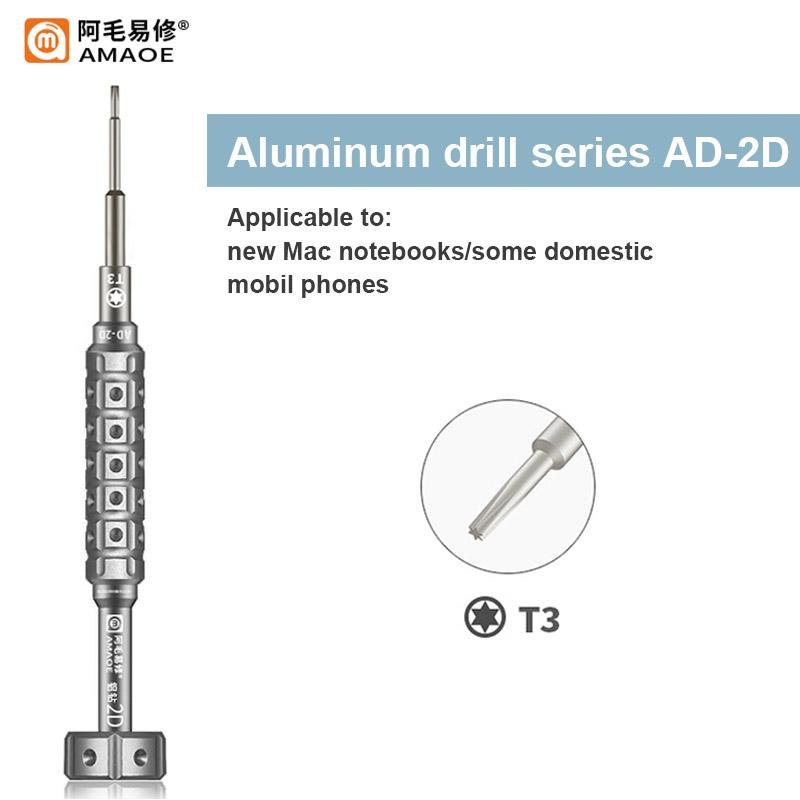 AMAOE AD-2D AD-3D Aluminum Drill Screwdriver for Mobile Phone Repair with S2 Alloy Head High Precision Maintenance Bolt Driver