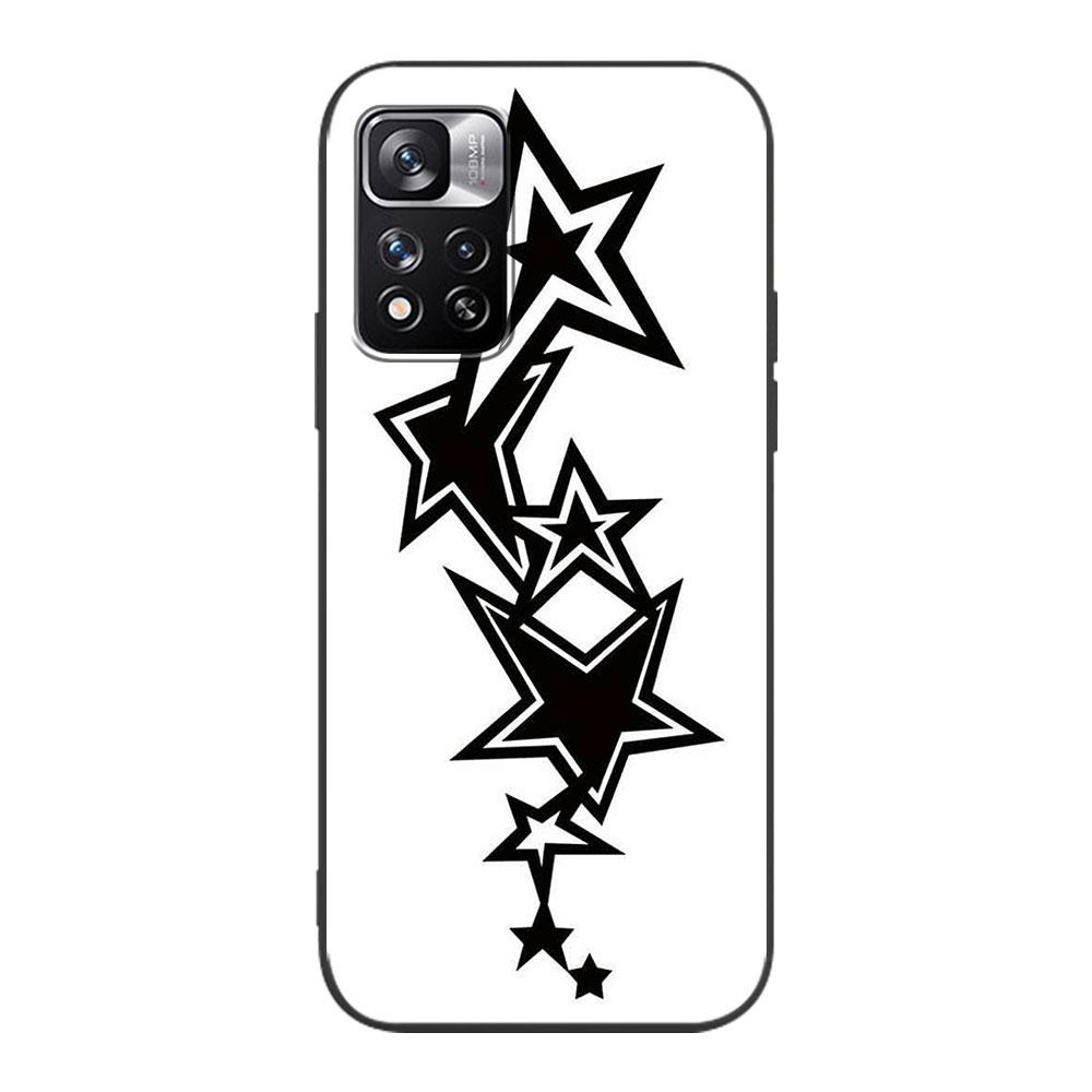 Case for Xiaomi Redmi Note 12 9S 8 10 11 Pro 10C 9C 9A 8T 8A 10S 11T 11E 9T 9i Black Silicone Phone Cover Stars Five-Pointed