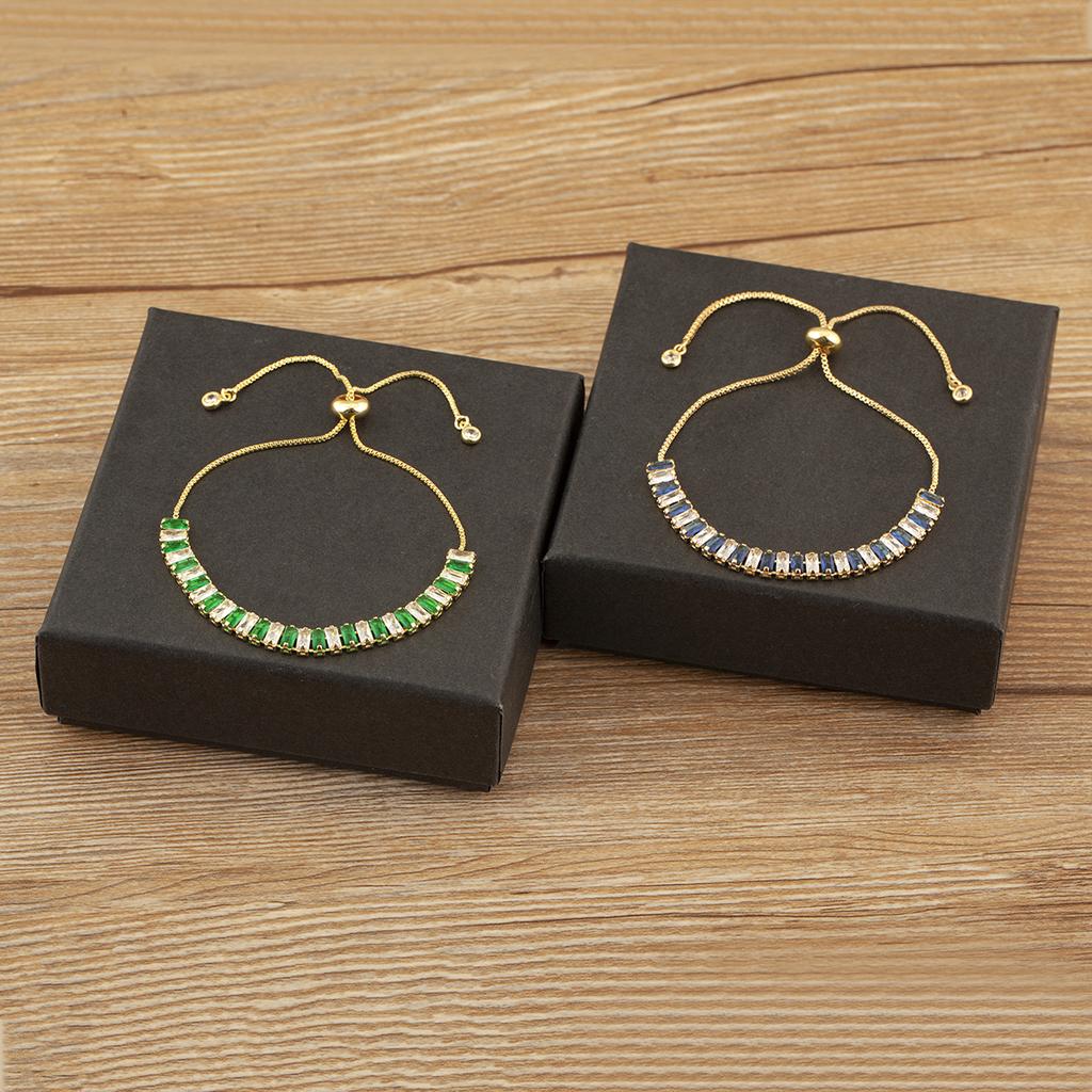 Nidin New Fashion Multicolor Crystal Zircon Chain Bracelets For Women Female Elegant Aesthetic Adjustable Jewelry Gift Wholesale