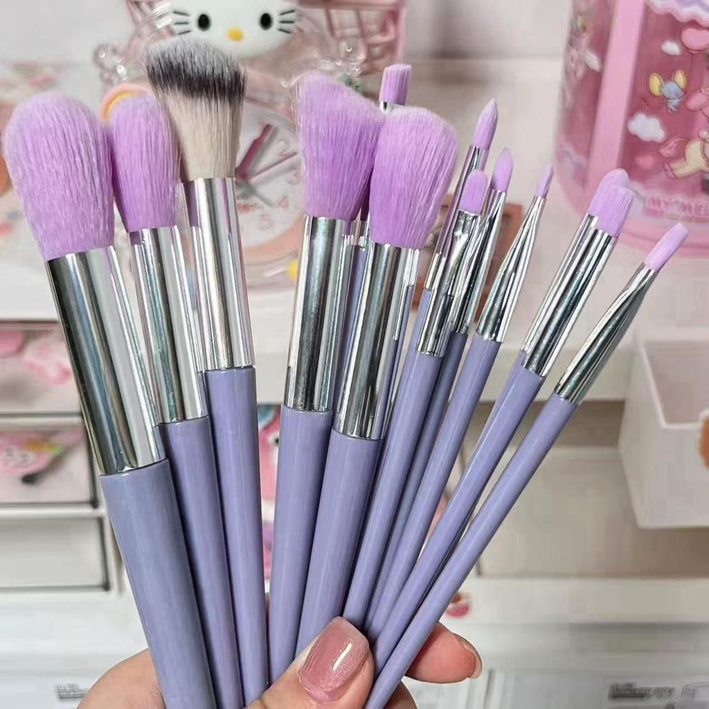 Portable 13-Piece Makeup Brush Set: Powder, Blush, Eyeshadow Brushes with Soft Bristles for Beginners