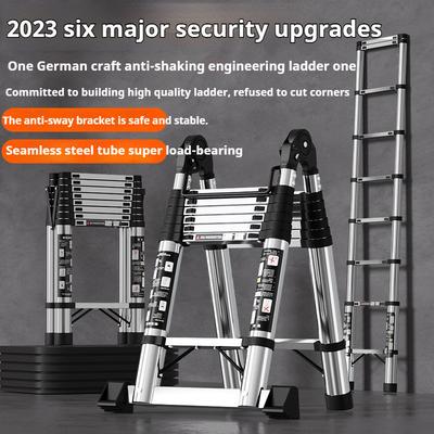 Stainless Steel Telescopic Ladder Multi Functional Household Herringbone Ladder Portable Folding Step Ladder
