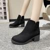 Thick-soled high-heeled zipper versatile women's autumn and winter matte thick-heeled fashion boots, velvet short boots
