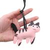 Pu Leather Cute Funny Cow Cat Keychain Backpack Pendants Lanyard Creative Car Keyring  Bag Hanging Ornaments Women Gifts