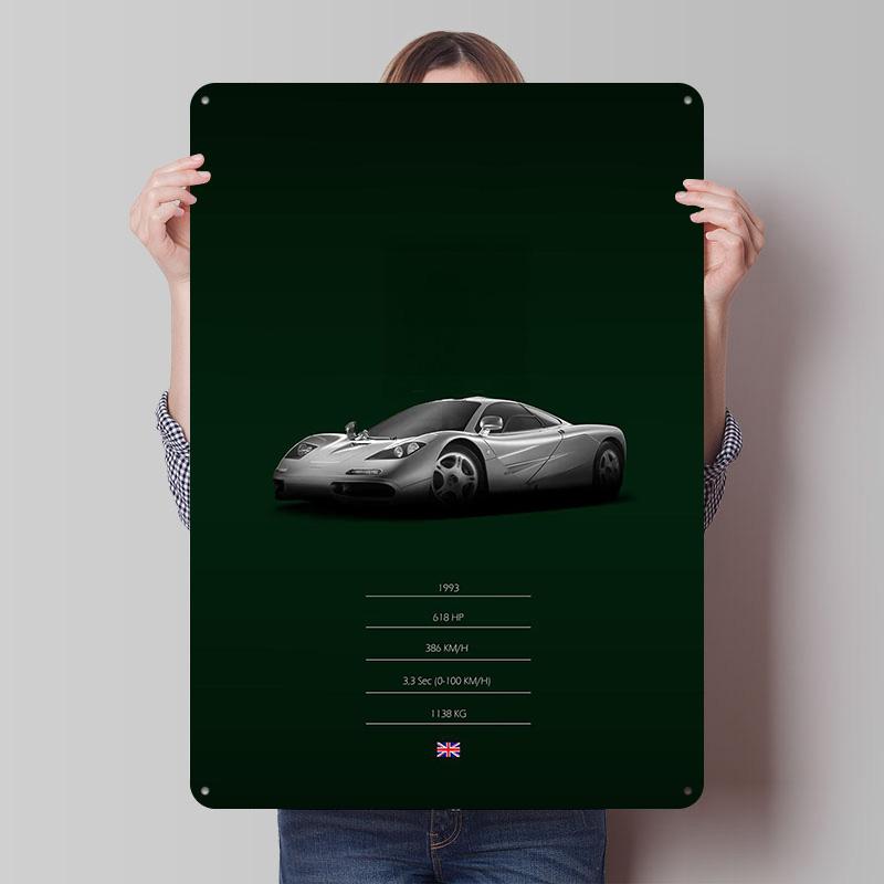 

1993 Sports Car F Racing Printed Poster Customized Wall Art Retro Vintage Metal Tin Signs for Garage Living Room Decoration Home 7.9x11.8In(20x30cm)