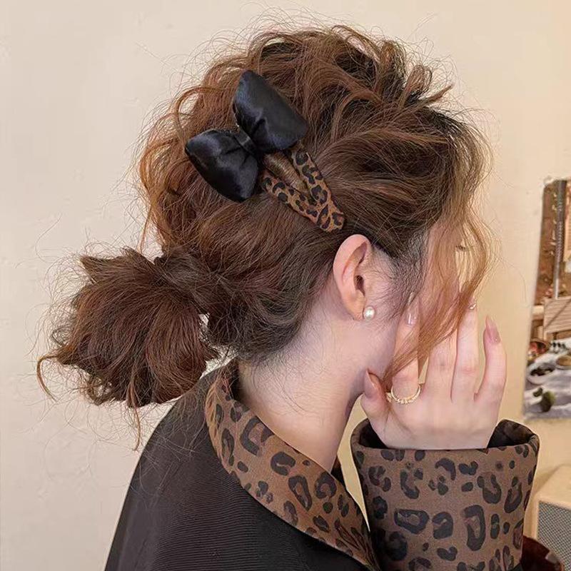 Винтажный зажим для волос с леопардовым принтом и бантом, премиум-зажим для волос, женская мода, бархатные заколки, зажимы для челки, зажим-уточка, аксессуар для волос