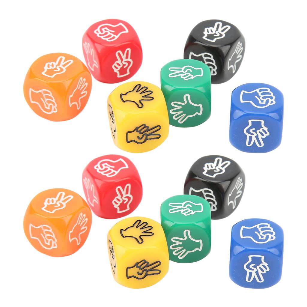 12Pcs Finger Guessing Game Dice 6 Sided 6 Colors 20mm Rock Paper Scissors Game Dice for Adults Kids Family Party