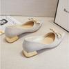 Single Shoes Women's Summer New Thick Heel Middle Heel Pointed Head Professional Fairy Bow Large Size 40-43 Pumps Women