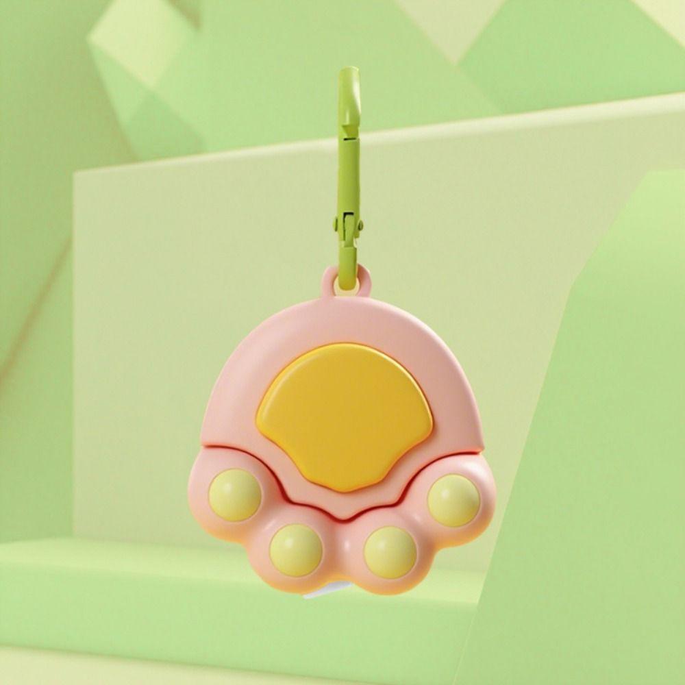 Cartoon Design Cat Claw Measuring Tape 4 Rotating Beads Double Scale Cloth Gauging Tools with Carabiner Lovely Appearance