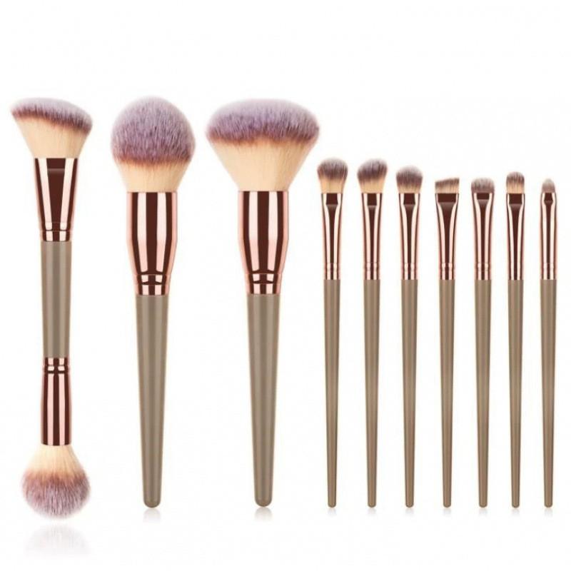 10pcs Makeup Brush Set Soft Bristle Foundation Blush Eyeshadow Concealer Brow Brushes Portable Beauty Tools