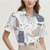 Short-sleeved Summer Shirt for Women with Cat Pattern Design, Breathable and Suitable for Everyday Wear, Fashionable and Casual