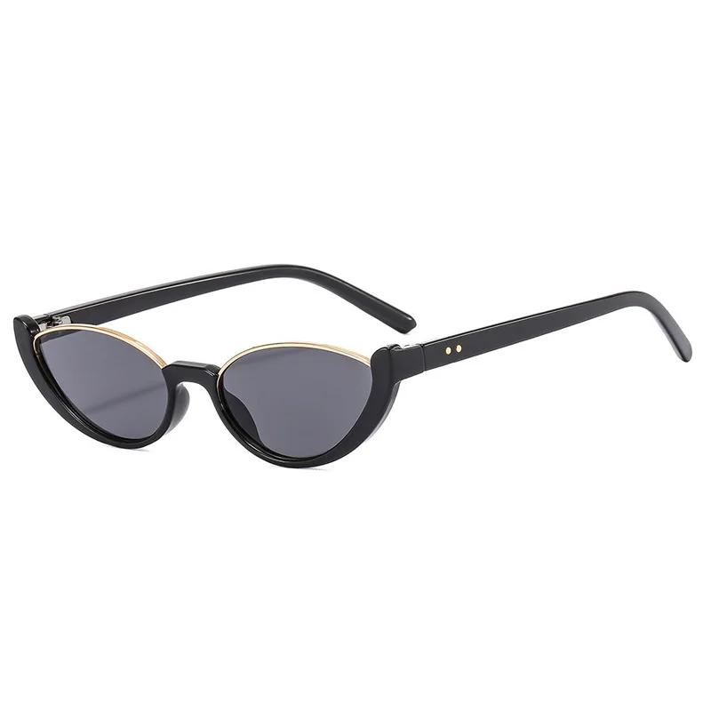 Retro Small Half Frame Cat Eye Sunglasses Women Trendy Modern Fashion Luxury Designer Shades