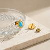Vnox Vintage Gold Plated Water Drop Shaped Turquoise Stud Earrings, Stainless Steel Natural Stone Earrings Jewelry for Women