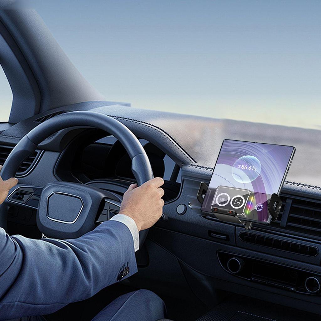 Car Wireless Charger Mount Rotating Air Vent Automobile Cradles Auto Clamping Car Phone Holder For Music Control Video Streaming