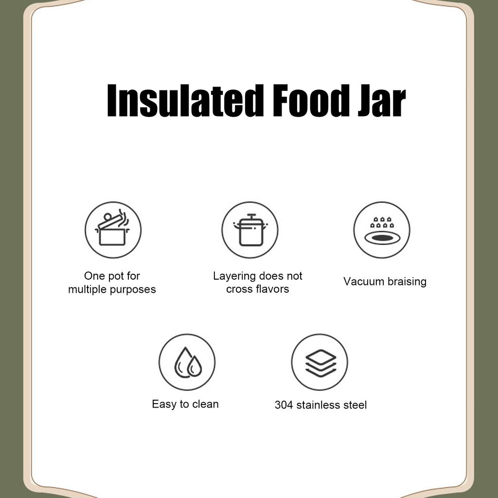 Insulated Food Jar 304 Stainless Steel Japanese Round Shape Vacuum Lunch Food Container for Worker 1.2L