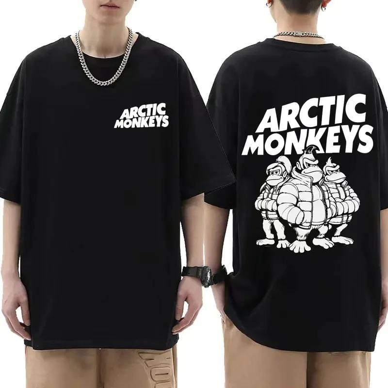 Cotton Arctic Monkeys Inspired T Shirt Album List Doodle Print Vintage T-shirt Men Hip Hop Punk Short Sleeve Tshirts Streetwear