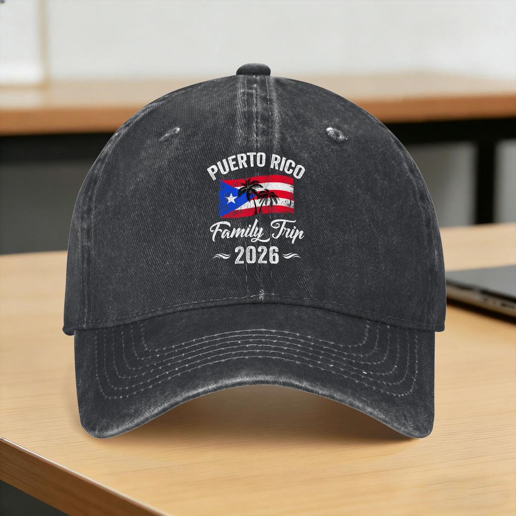 Puerto Rico Family Trip Vacation Washed Baseball Cap yk Funny Sun Trucker Hat Spring Unisex Unisex Hunting Snapback Cap