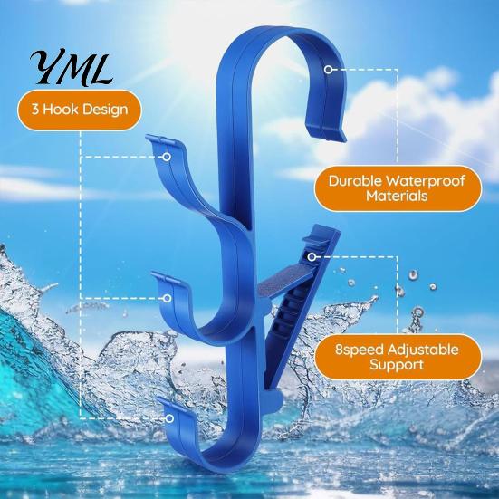 Space Saving Pool Tool Storage Pole Hanger, Above Ground Hook, Heavy Duty Anti Chlorine Plastic Hook Holder for Skimmer, Vacuum Cleaning Tools,