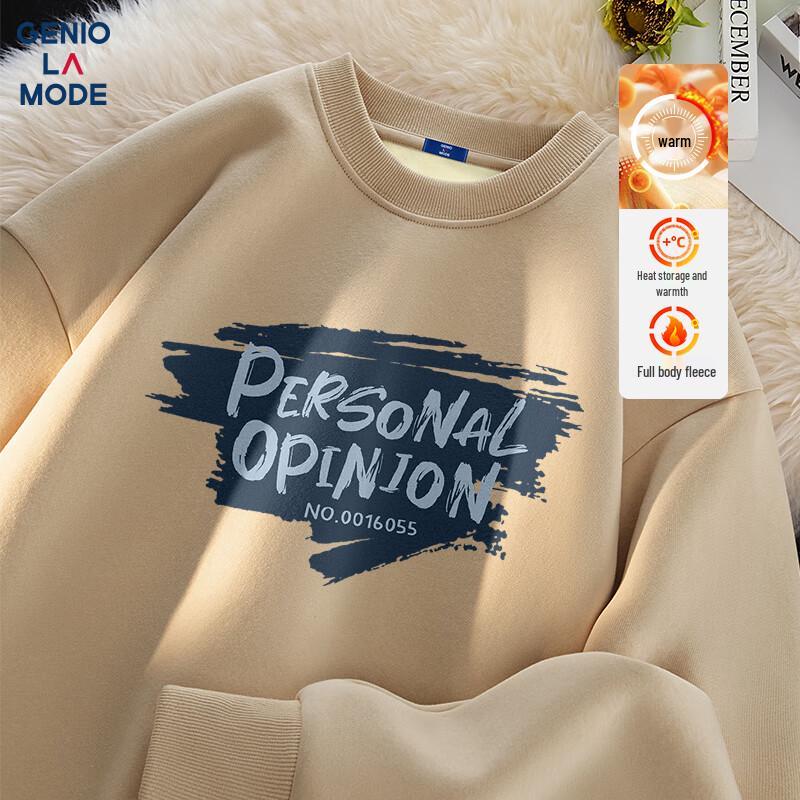 GENIOLAMODE Męska bluza crewneck z nadrukiem graficznym, ocieplana polarem