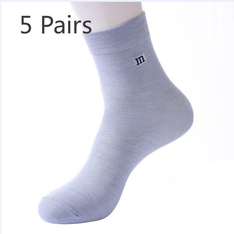 

5 пар мужских весенне-осенних коммерческих износостойких влагопоглощающих антибактериальных хлопковых носков 5 Pairs светло-синий