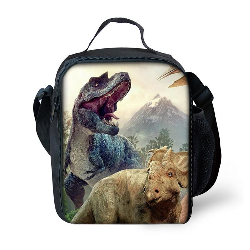Dinosaur Print DIY Lunch Bag Office Workers School Kids - PVC Insulated Shoulder Cooler